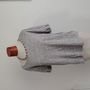 Paige Heather Grey Linen Grommet Cut Out Detail Punk Style Tee Shirt